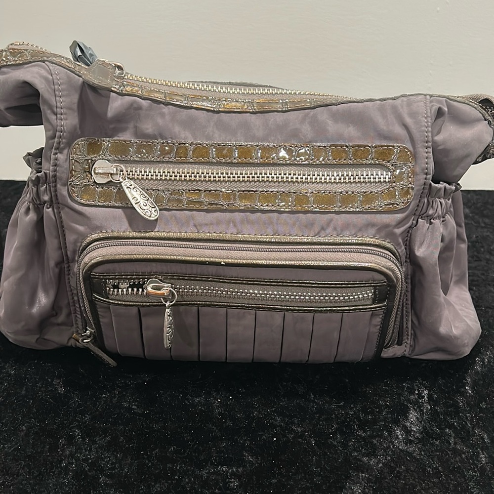 "BRIGHTON"  greyish brown nylon hand bag.